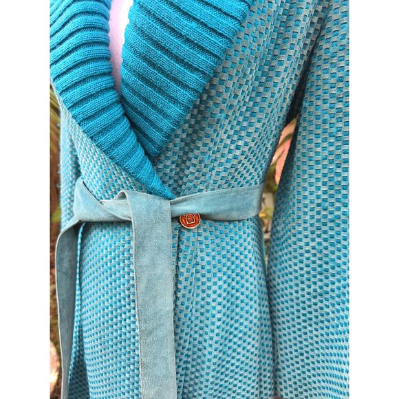 Authentic Gucci Coat Vintage Long Wrap Leather & Wool Size Small - Picture 2 of 6